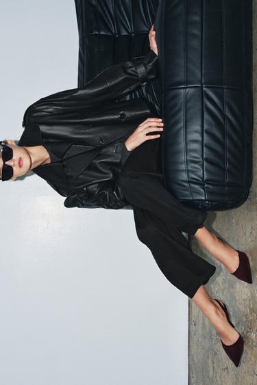 VELVET EFFECT HIGH-HEEL SLINGBACK SHOES - Burgundy Red by Zara