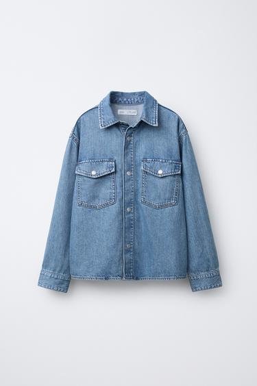 DENIM SHIRT WITH POCKETS - Mid-blue by Zara