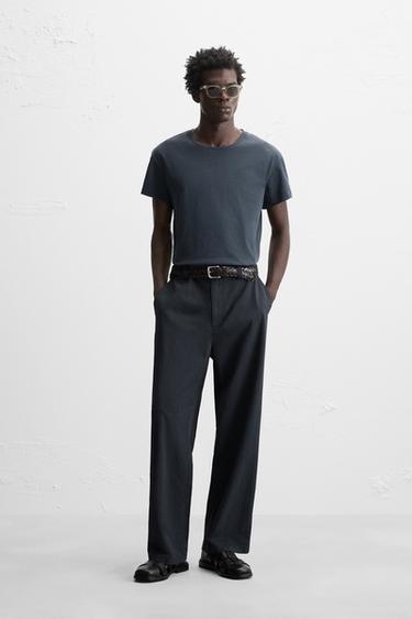 REGULAR FIT TEXTURED TROUSERS - Navy blue by Zara - Image 0