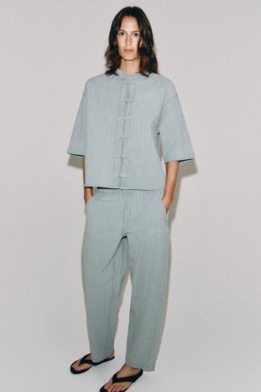ZW COLLECTION DENIM TROUSERS - Light blue by Zara