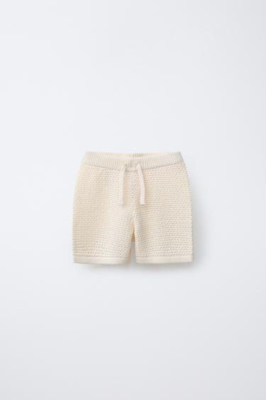 CROCHET KNIT BERMUDA SHORTS - Ecru by Zara - Image 0