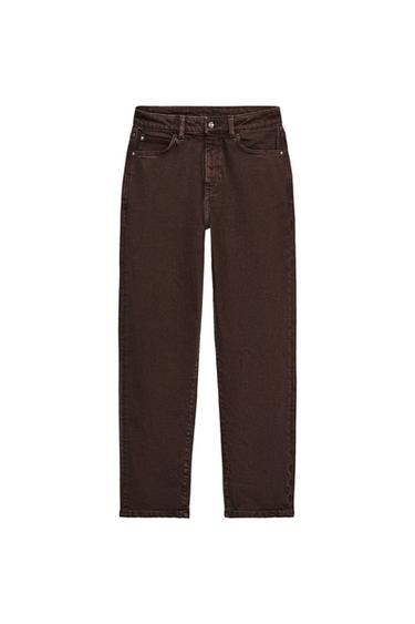 Z.01 HIGH-WAIST MOM FIT JEANS - Brown by Zara