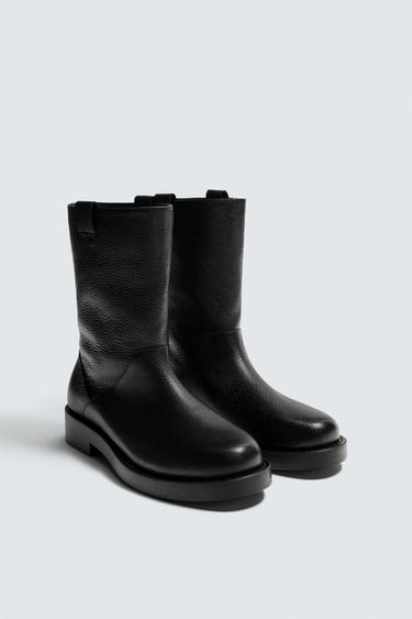 LEATHER KNEE-HIGH BOOTS - Black by Zara