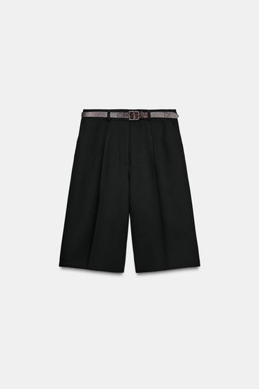LONG BERMUDA SHORTS WITH BELT - Black by Zara