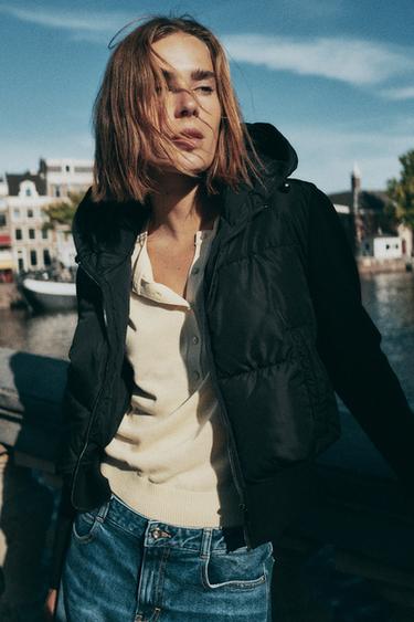 WATER AND WIND PROTECTION HOODED PADDED JACKET - Black by Zara