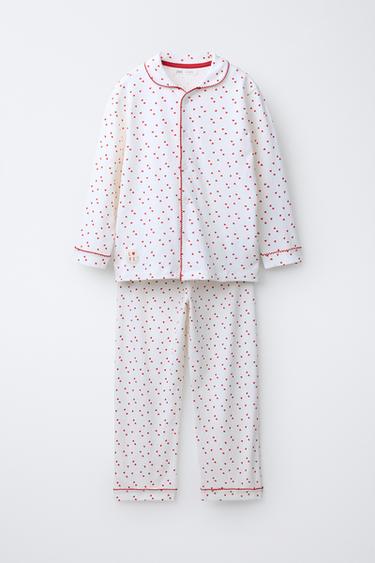 AGES 6-14 / HEART PRINT PYJAMAS - Ecru by Zara