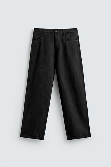 LIGHTWEIGHT LOOSE WIDE-LEG JEANS - Black by Zara