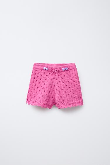 BEADED KNIT BERMUDA SHORTS - Fuchsia by Zara - Image 0