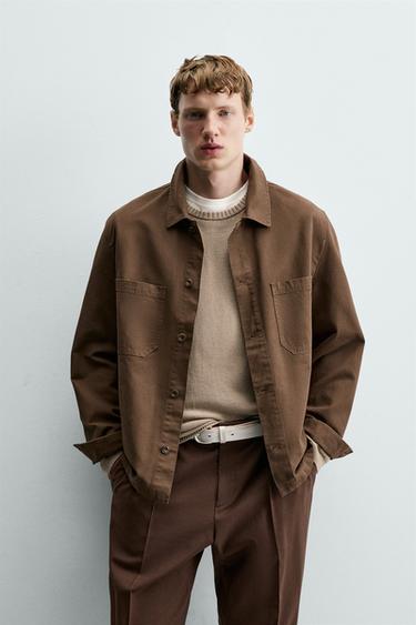 CANVAS REGULAR FIT OVERSHIRT - Brown by Zara