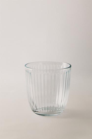 GLASS TUMBLER WITH LINE DESIGN - Transparent by Zara
