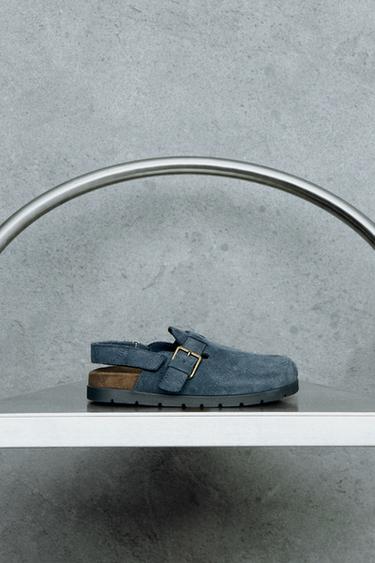 STORIESZ - SPLIT SUEDE CLOGS - Blue by Zara