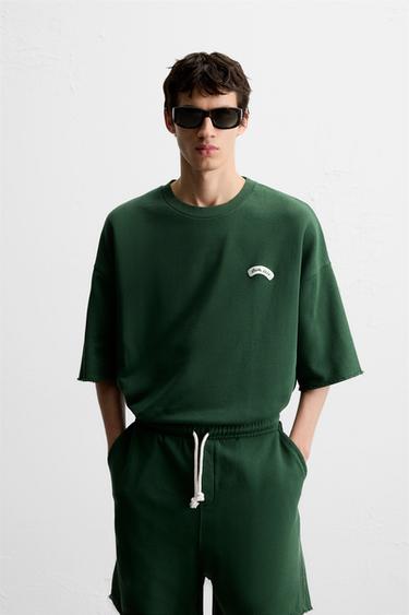 CONTRAST PATCH SWEATSHIRT - Green by Zara