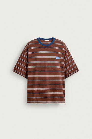 PUKAS SURF X ZARA STRIPED JACQUARD T-SHIRT - Brown Stripes by Zara
