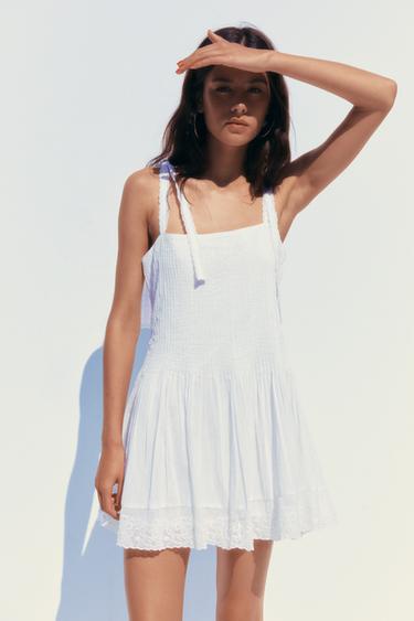 POPLIN SHORT DRESS - White by Zara