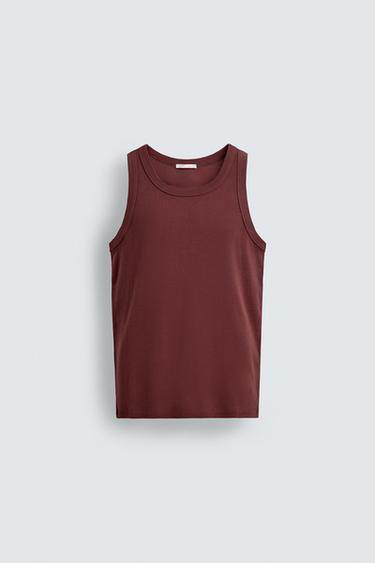 RIBBED TANK TOP - Reddish by Zara