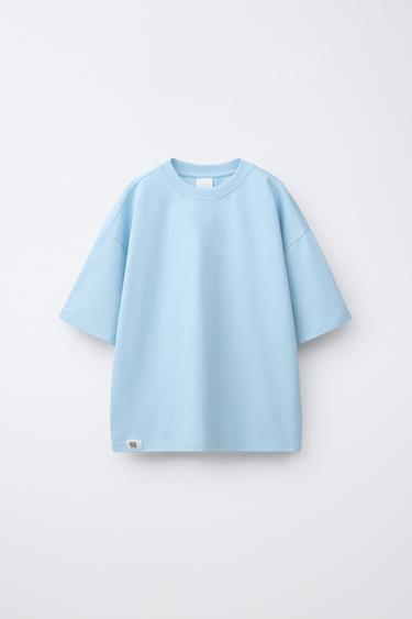 PLAIN INTERLOCK T-SHIRT - Light blue by Zara