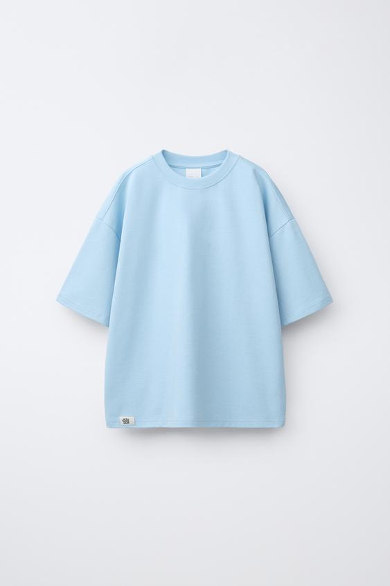PLAIN INTERLOCK T-SHIRT - Light blue by Zara - Image 0