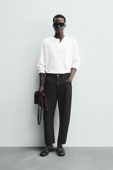 TAPERED WIDE-LEG JEANS - Black by Zara - Image 0