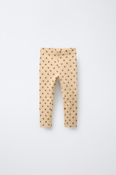 PRINTED RIBBED LEGGINGS - Pistachio by Zara - Image 0