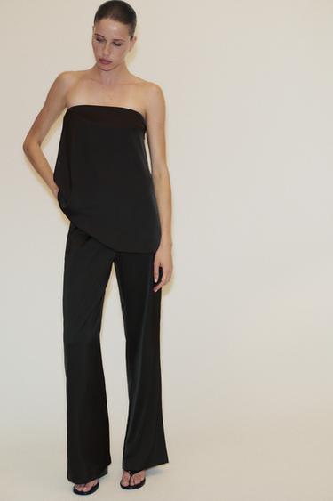 SATIN BANDEAU TOP - Black by Zara
