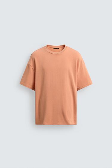 IRREGULAR FINISH KNIT T-SHIRT - Tangerine by Zara