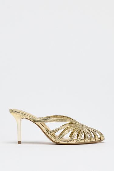 METALLIC STILETTO HEEL SANDALS - Gold by Zara - Image 0