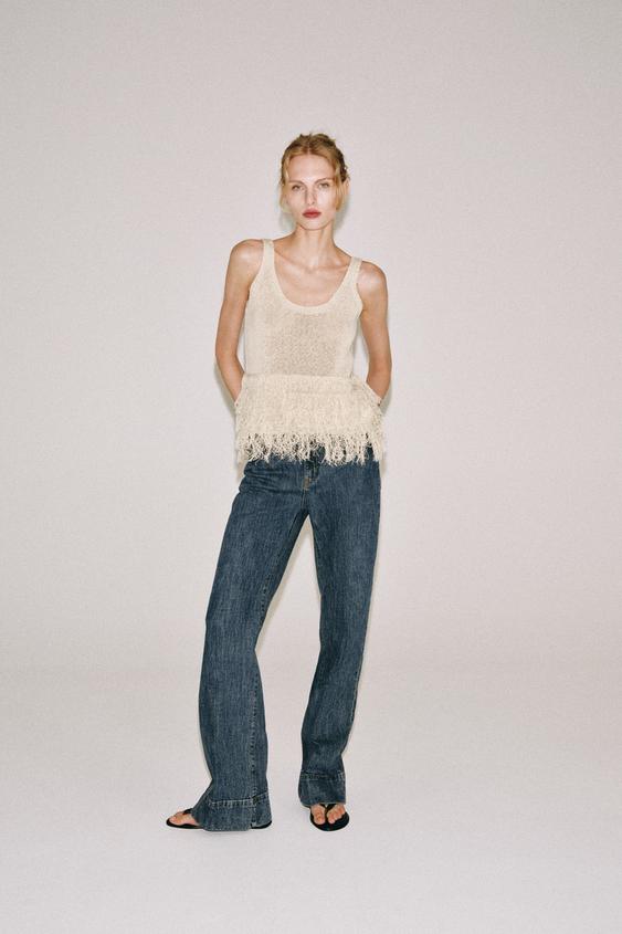 FRINGED KNIT TOP - Ecru by Zara - Image 0