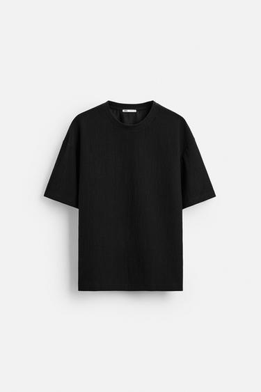 TEXTURED RELAXED FIT T-SHIRT - Black by Zara