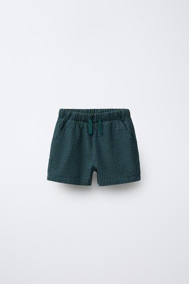 SEERSUCKER BERMUDA SHORTS - Blue green by Zara