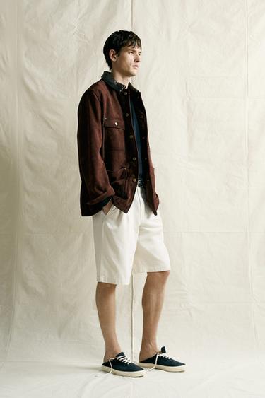 RELAXED FIT PLEATED BERMUDA SHORTS - Oyster-white by Zara