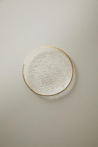 RAISED GLASS SIDE PLATE WITH GOLD RIM - Transparent by Zara