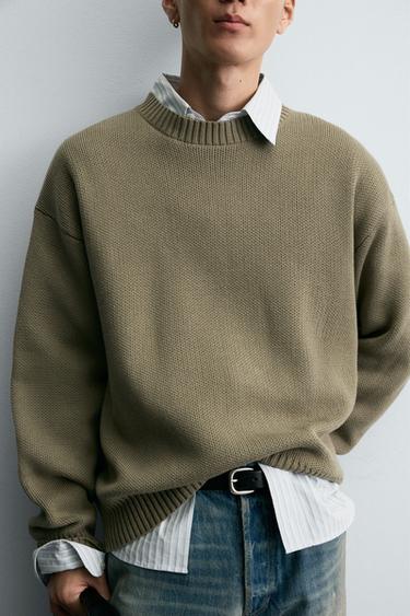 COTTON TEXTURE SWEATER - Light green by Zara