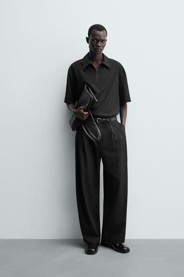 TECHNICAL ZIP-UP POLO SHIRT - Black by Zara