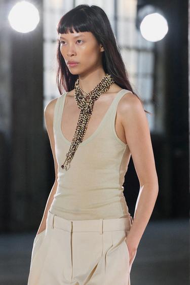 SUPIMA® COTTON T-SHIRT - Light khaki by Zara