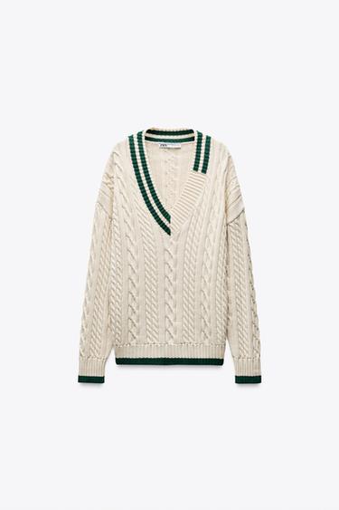 CABLE-KNIT SWEATER - Ecru by Zara