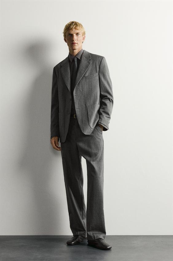100% WOOL RELAXED FIT SUIT BLAZER - Anthracite grey by Zara - Image 0