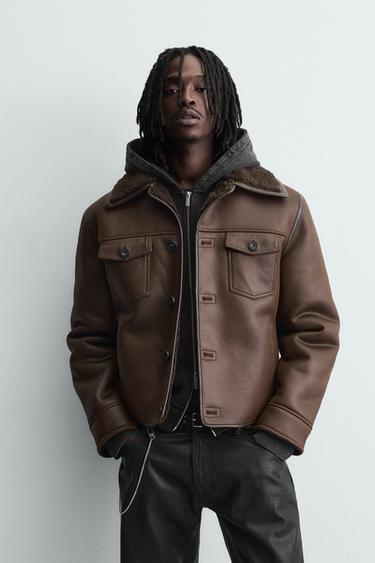 DOUBLE-FACED FAUX SUEDE JACKET - Brown by Zara