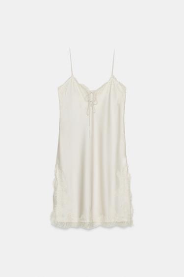 ZW COLLECTION LACE CAMISOLE DRESS - Beige by Zara