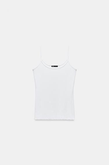 FINE STRAP POLYAMIDE T-SHIRT - White by Zara