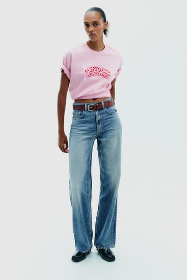 WASHED EFFECT PRINTED T-SHIRT - Pink by Zara