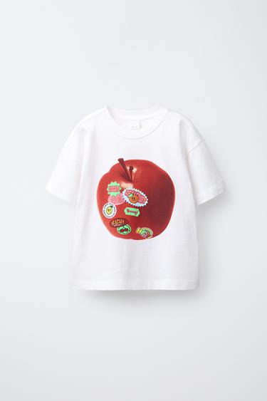APPLE AND LABEL T-SHIRT - White by Zara - Image 0