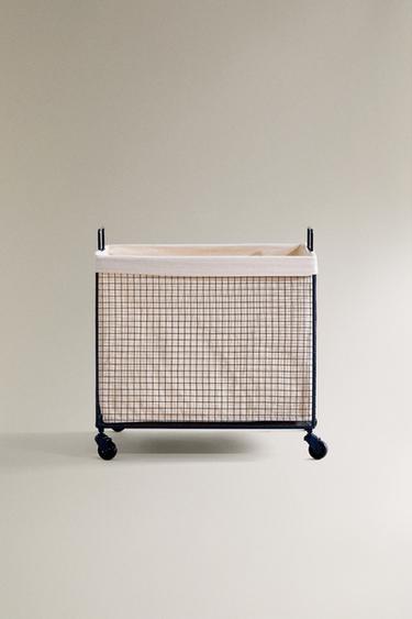 CHILDREN’S METAL BASKET WITH WHEELS - Navy blue by Zara