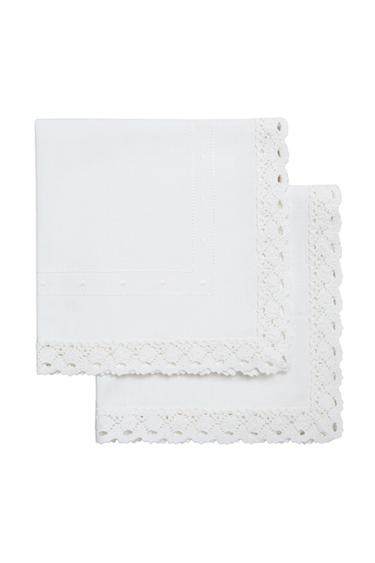 PACK OF EMBROIDERED AND LACE TRIM COTTON NAPKIN (PACK OF 2) - White by Zara