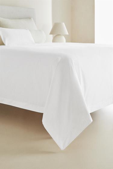 PERCALE DUVET COVER WITH FLANGE (500 THREAD COUNT) - White by Zara