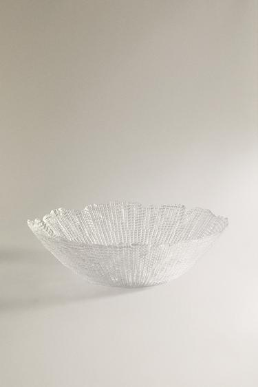 GLASS SALAD BOWL WITH RAISED DETAIL - Transparent by Zara