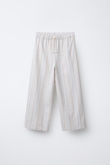 STRIPED STRAIGHT-LEG TROUSERS - Light blue by Zara