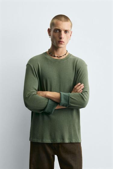 WASHED COTTON SWEATER - washed green by Zara