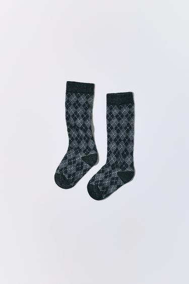 TALL ARGYLE SOCKS - Grey by Zara