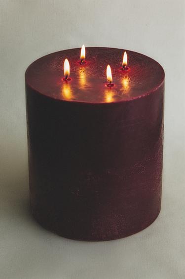 LARGE DECORATIVE CANDLE - Burgundy by Zara