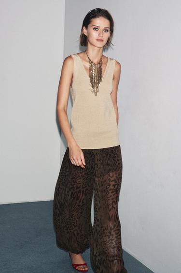 SLEEVELESS KNIT TOP - Beige by Zara